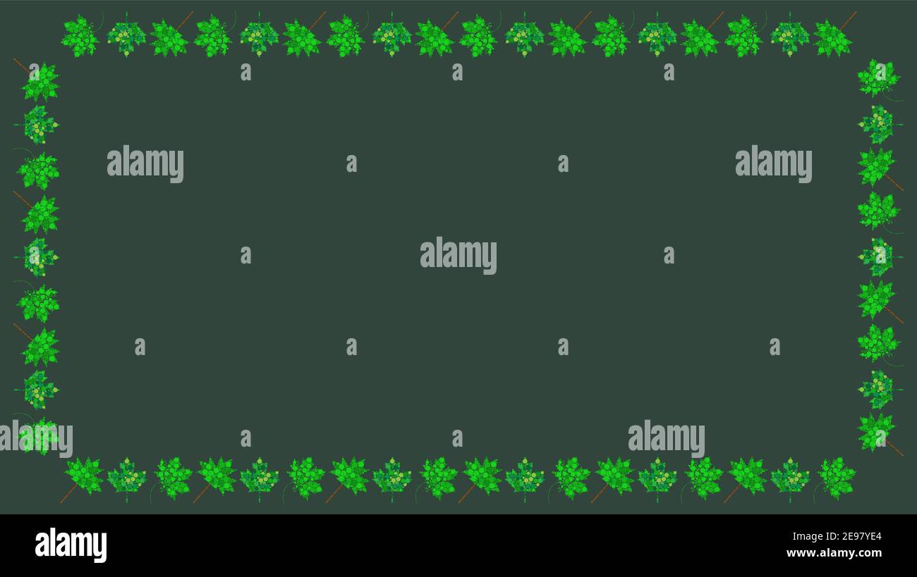 Bordure des feuilles. Cadre de ressort en forme de rectangle avec feuillage vert abstrait fait de points. Fond décoratif vectoriel pour votre motif printanier. Illustration de Vecteur