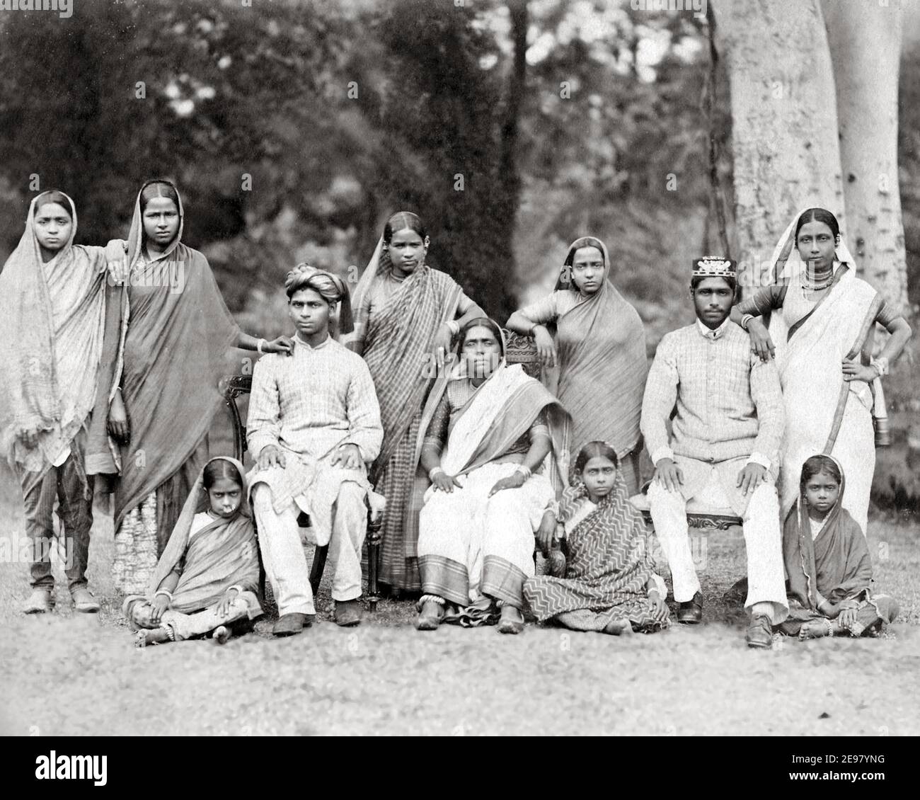 Photographie de la fin du XIXe siècle - Groupe de la famille, Inde Banque D'Images