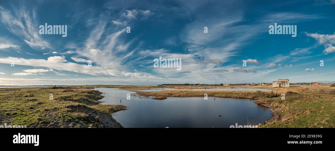 Panorama d'Oddesund sur un fjord dans la région rurale du Danemark Banque D'Images