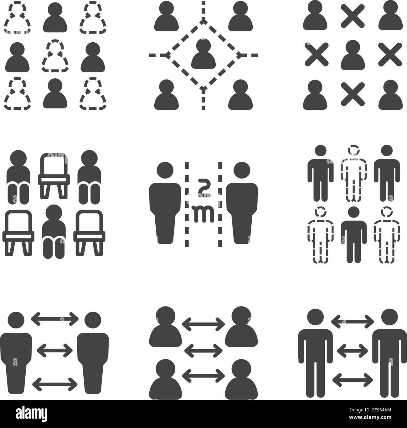 jeu d'icônes de distance sociale, vecteur et illustration Illustration de Vecteur