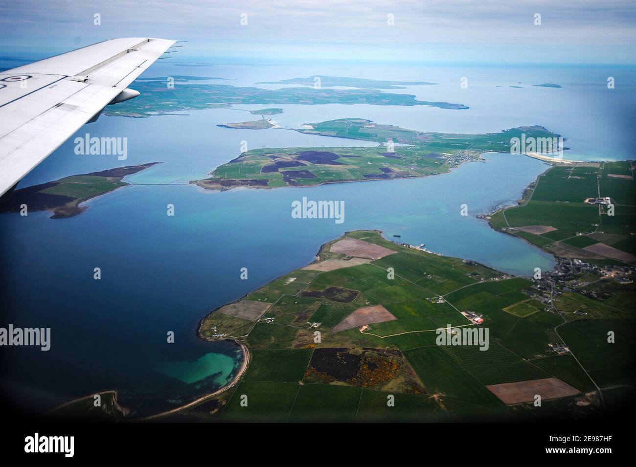 Une vue d'ariel sur une partie des îles Orcades, en Écosse Banque D'Images
