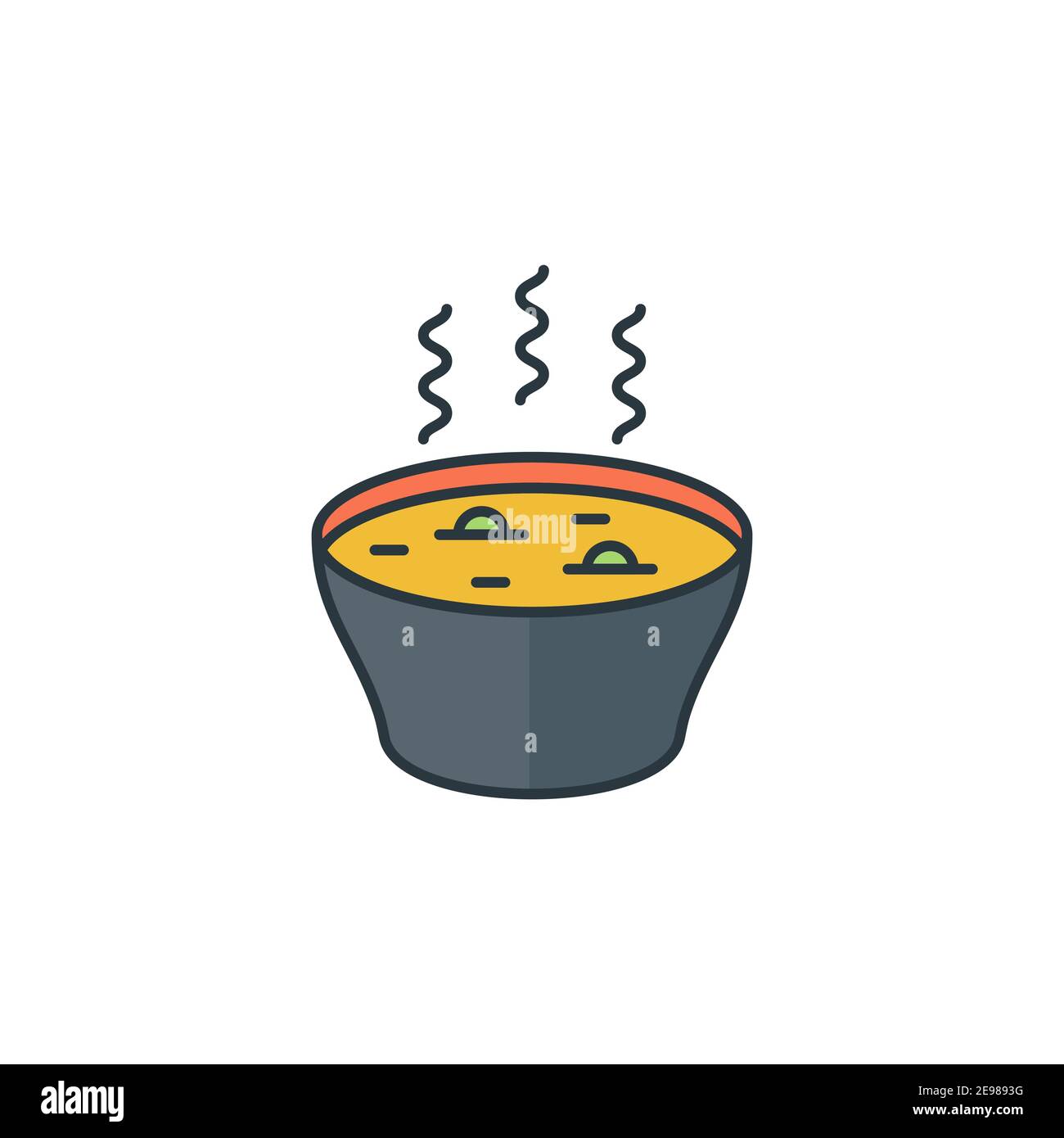 Icône du bol à soupe chaude, couleur, ligne, contour du signe vectoriel, pictogramme linéaire isolé sur blanc. Symbole, illustration du logo Illustration de Vecteur