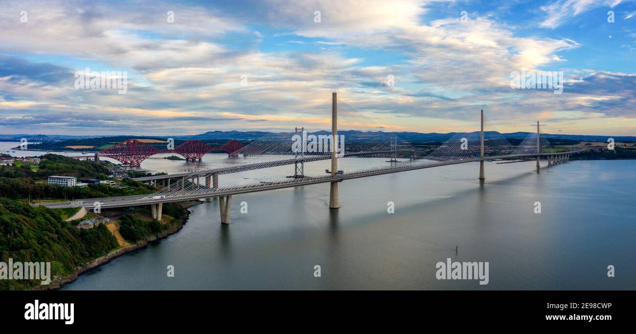 The Forth Bridges, North Queensferry, Fife, Écosse, Royaume-Uni Banque D'Images