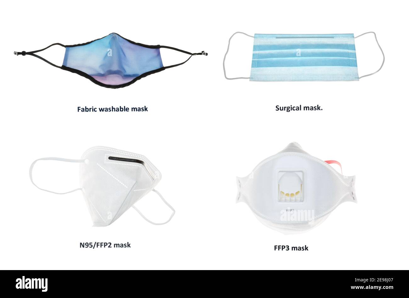 Masque FFP3 pliable, jetable, à utiliser pour une protection maximale contre les infections à coronavirus, sur fond blanc, en format horizontal, avec copie de spac Banque D'Images