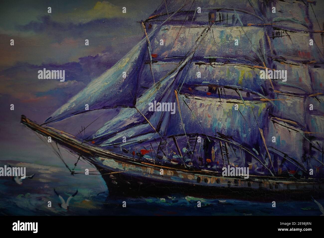 Fait à la main, Art, peinture, couleur de l'huile, propice, pourriels, barque, Lucky, commerce voilier, terre thaïlandaise Banque D'Images