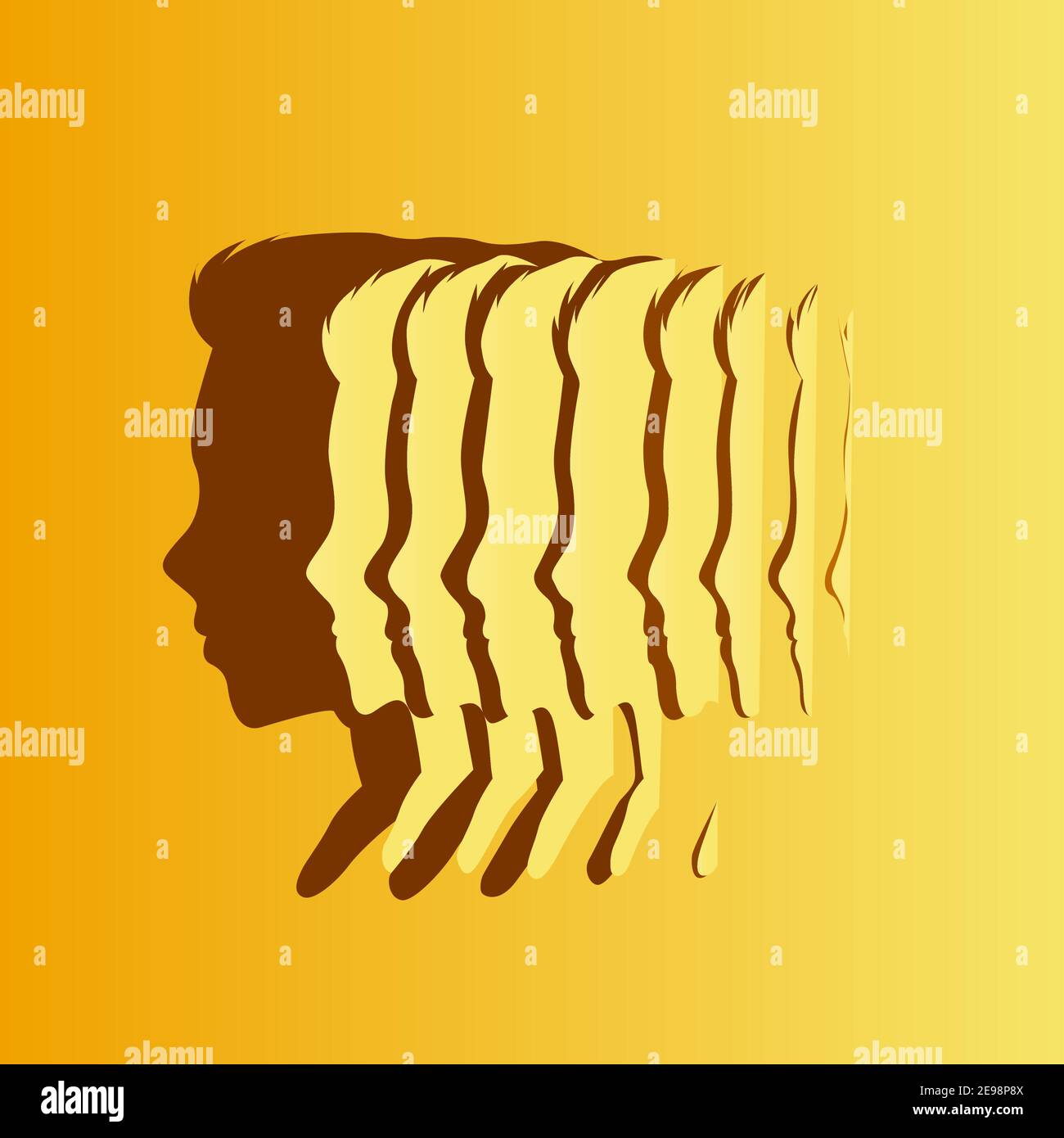 Tranches de papier créant une silhouette d'ombre d'une forme de tête de homme. Concept de santé, d'esprit et de bien-être. Illustration vectorielle. Illustration de Vecteur