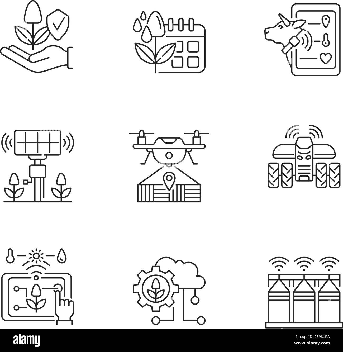 Jeu d'icônes linéaires de la technologie d'innovation Illustration de Vecteur