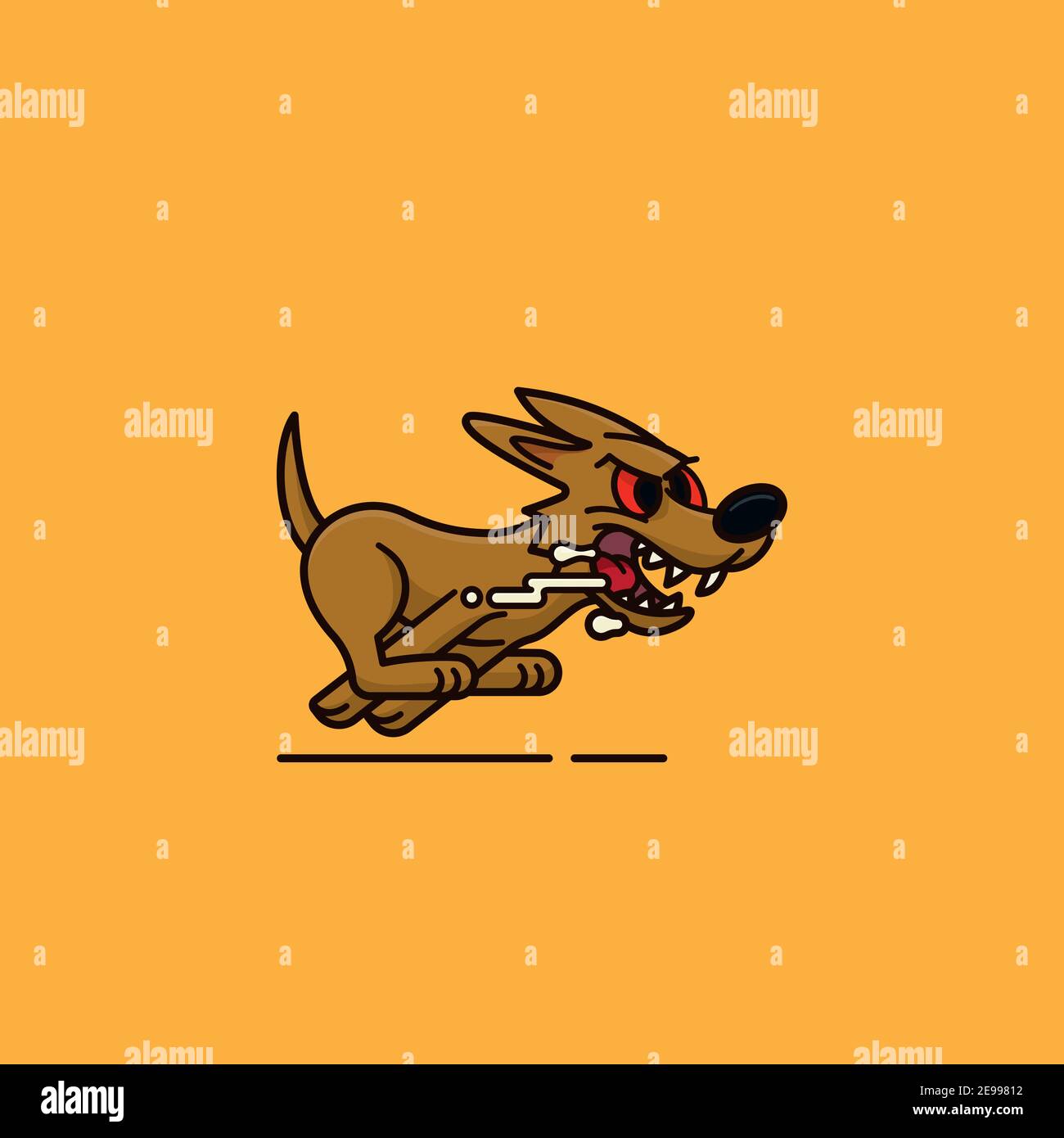 Illustration du vecteur de personnage de dessin animé de Mad Dog Running et slobbering pour Journée mondiale de la rage en septembre 28 Illustration de Vecteur