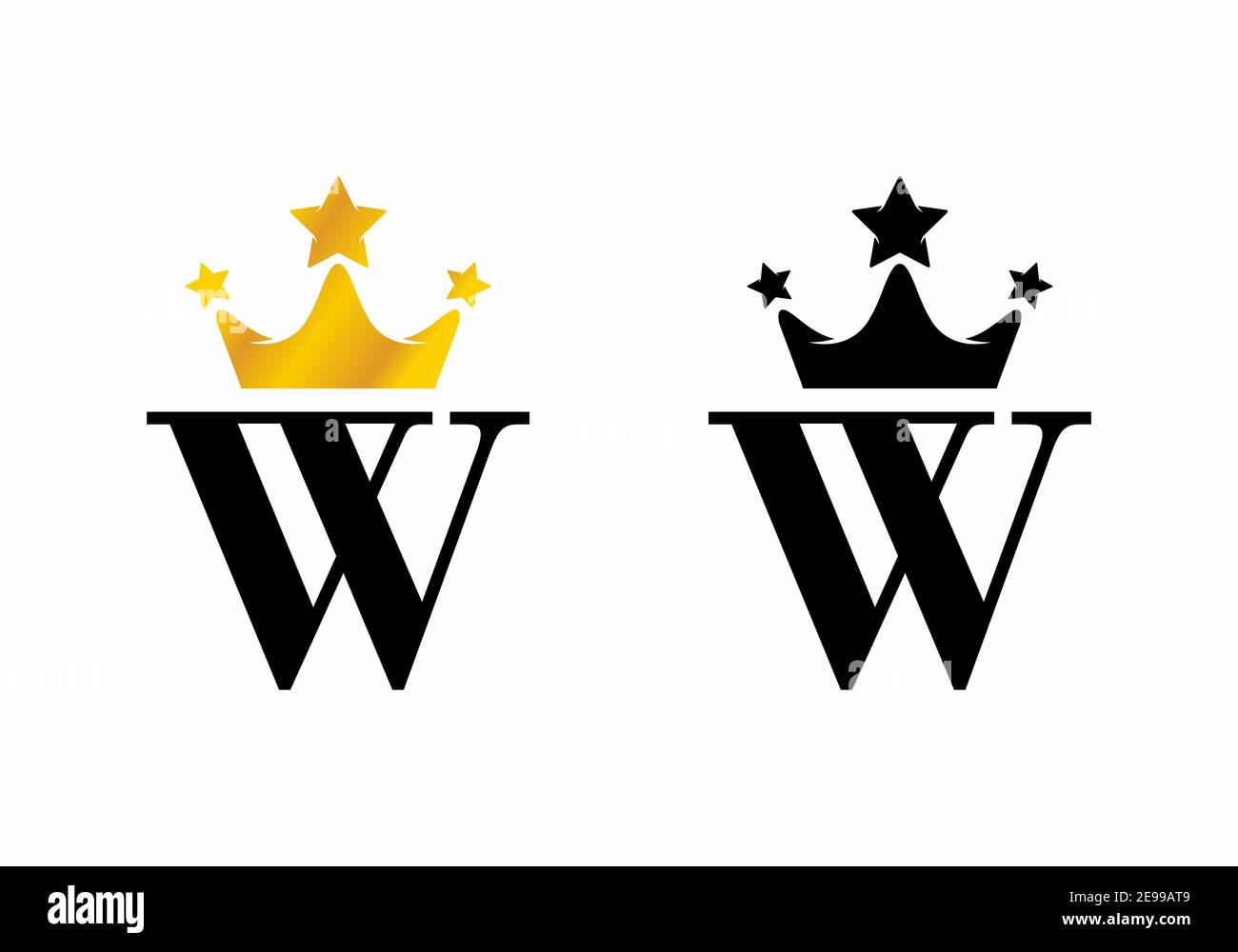 W lettre initiale avec logo de la couronne Illustration de Vecteur