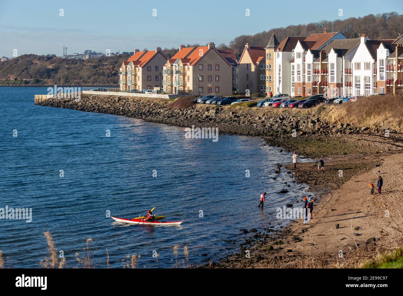 La plage de Saint Davids Bay à Dalgety Bay Banque D'Images