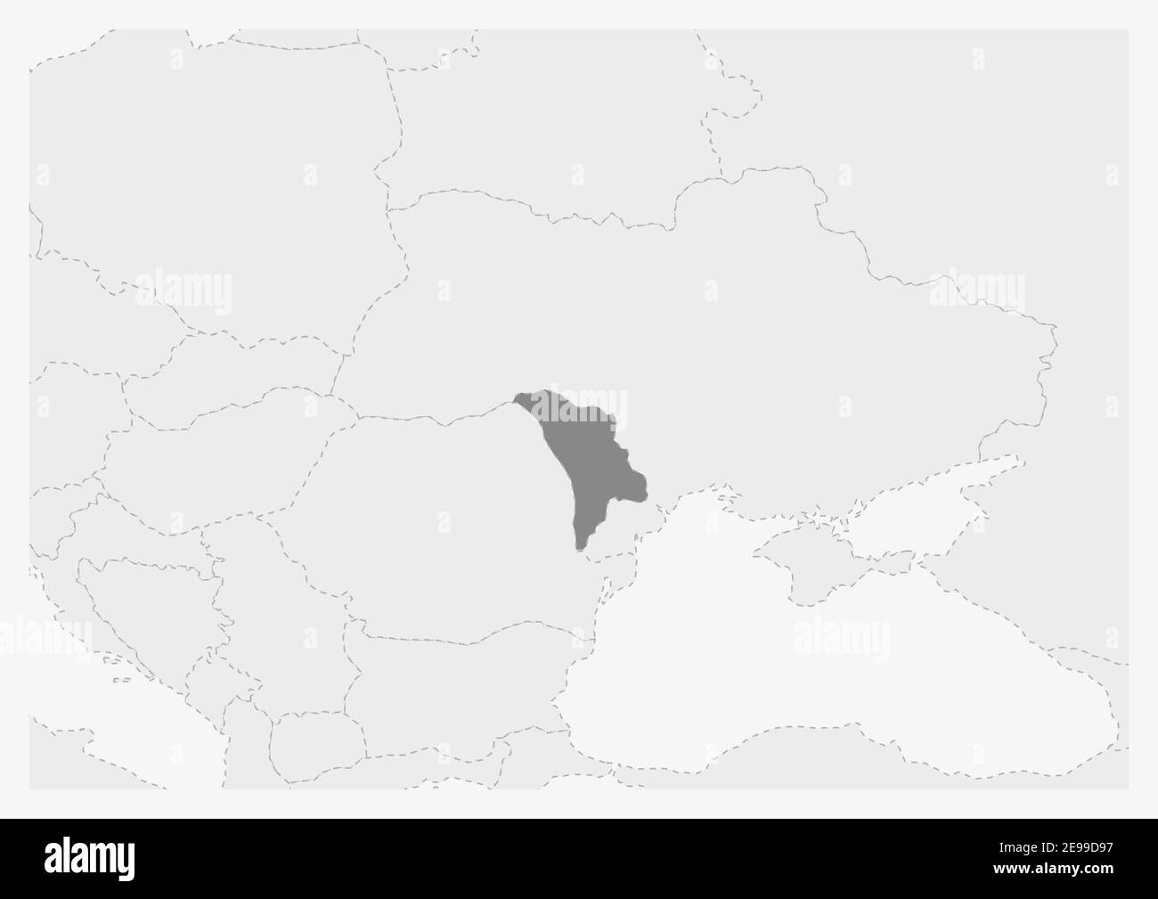 Carte de l'Europe avec carte de la Moldavie mise en évidence, carte grise de la Moldavie avec les pays voisins Illustration de Vecteur