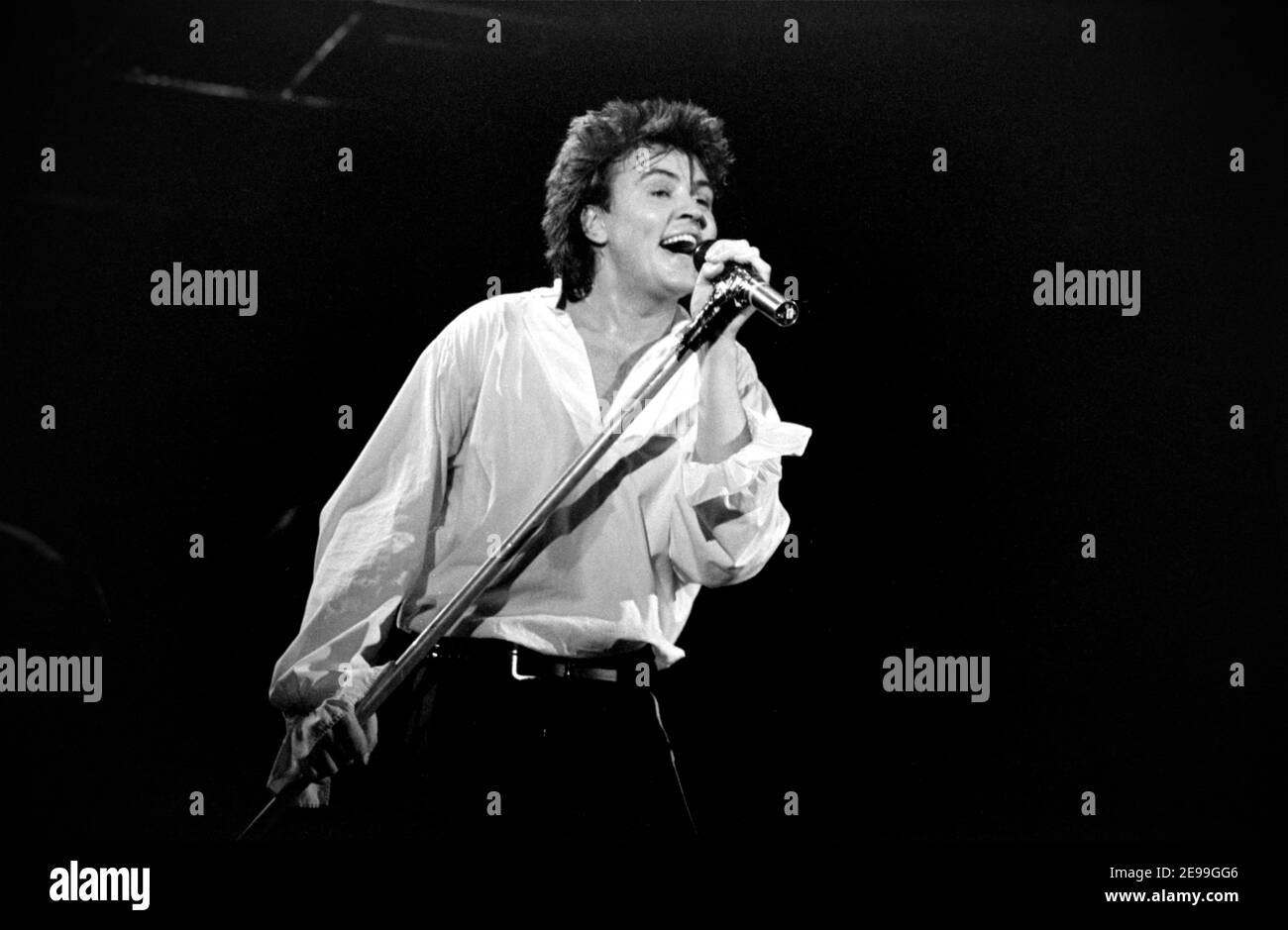 MUNSTER, ALLEMAGNE - 02 FÉVRIER 1992 : Paul Young est un chanteur, compositeur et musicien anglais. Ici, il est en direct sur scène lors d'un concert en Allemagne. Banque D'Images MUNSTER, ALLEMAGNE - 02 FÉVRIER 1992 : Paul Young est un chanteur, compositeur et musicien anglais. Ici, il est en direct sur scène lors d'un concert en Allemagne. Banque D'Images