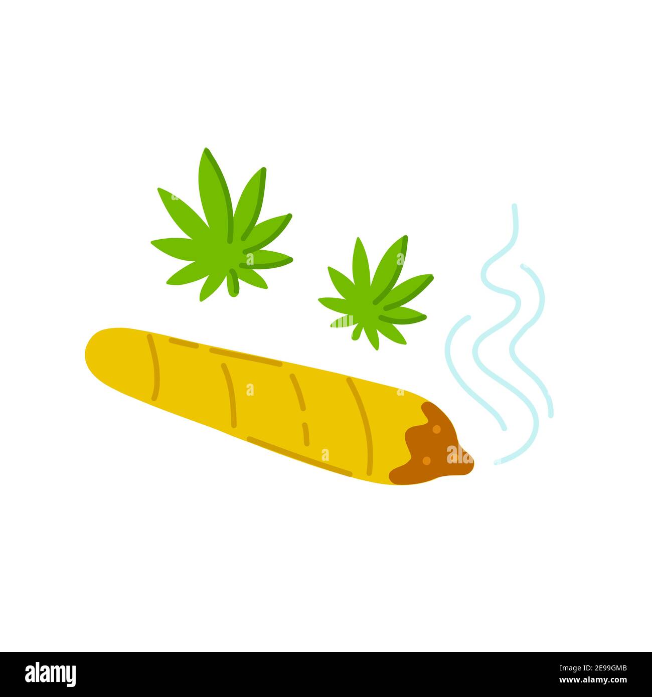 Joint avec de l'herbe de marijuana. Icône d'illustration de ligne plate de tendance vectorielle. Isolé sur fond blanc. Fumée marijuana joint, concept émoussé Illustration de Vecteur