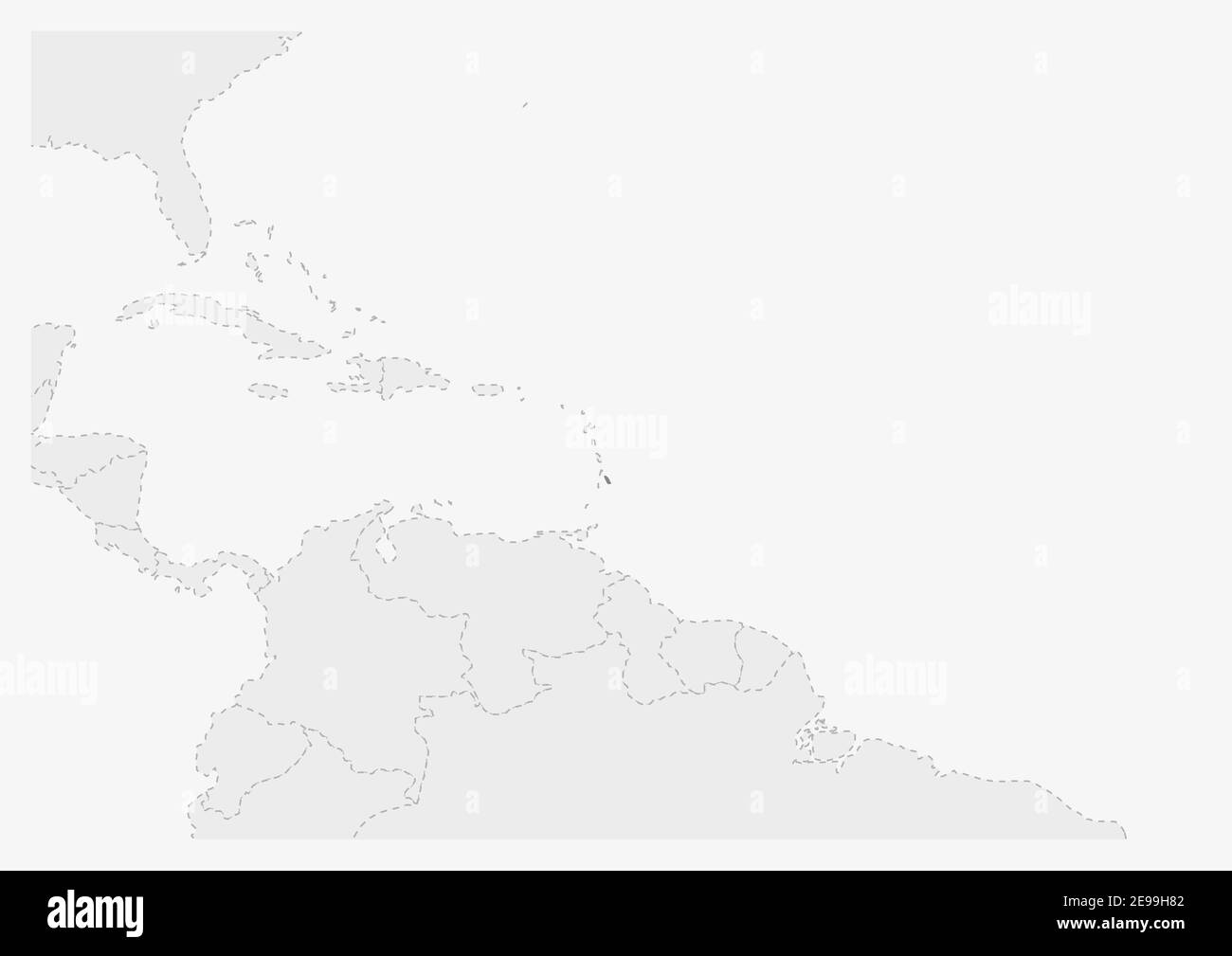 Carte d'Amérique avec carte de la Barbade mise en évidence, carte grise de la Barbade avec les pays voisins Illustration de Vecteur