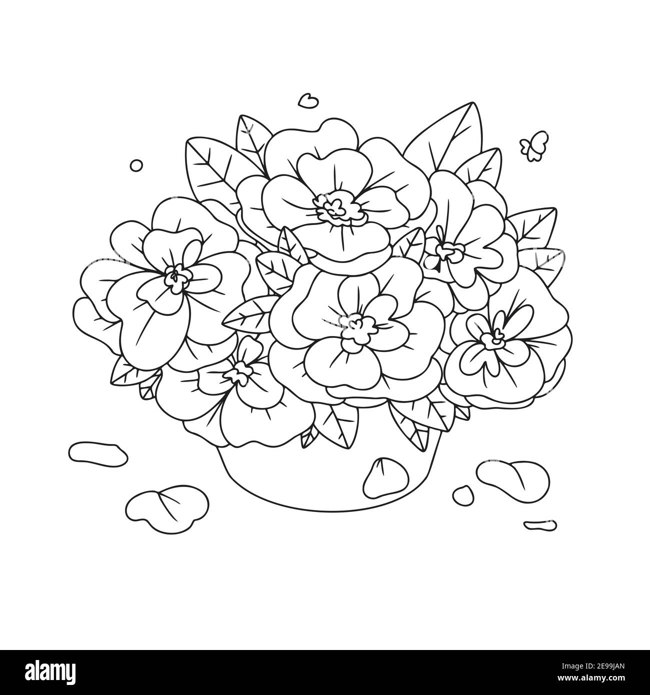 Fleurs dans un vase. Bouquet isolé sur fond blanc. Illustration vectorielle dans le style d'esquisse. Illustration de Vecteur
