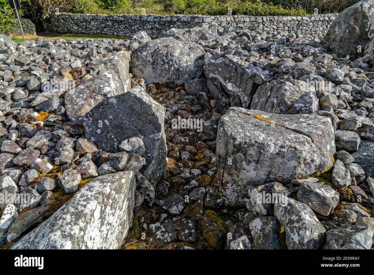 Creevykeel, Comté de Sligo, Irlande. 26 avril 2016. Le Creevykeel court Tomb est situé près de Cliffoney, dans le comté de Sligo, en Irlande. Banque D'Images