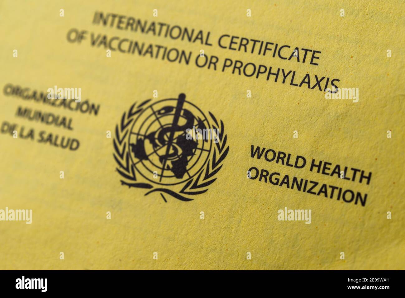 Buenos Aires, Argentine - 29 janvier 2021 : certificat DE vaccination DE L'OMS Banque D'Images