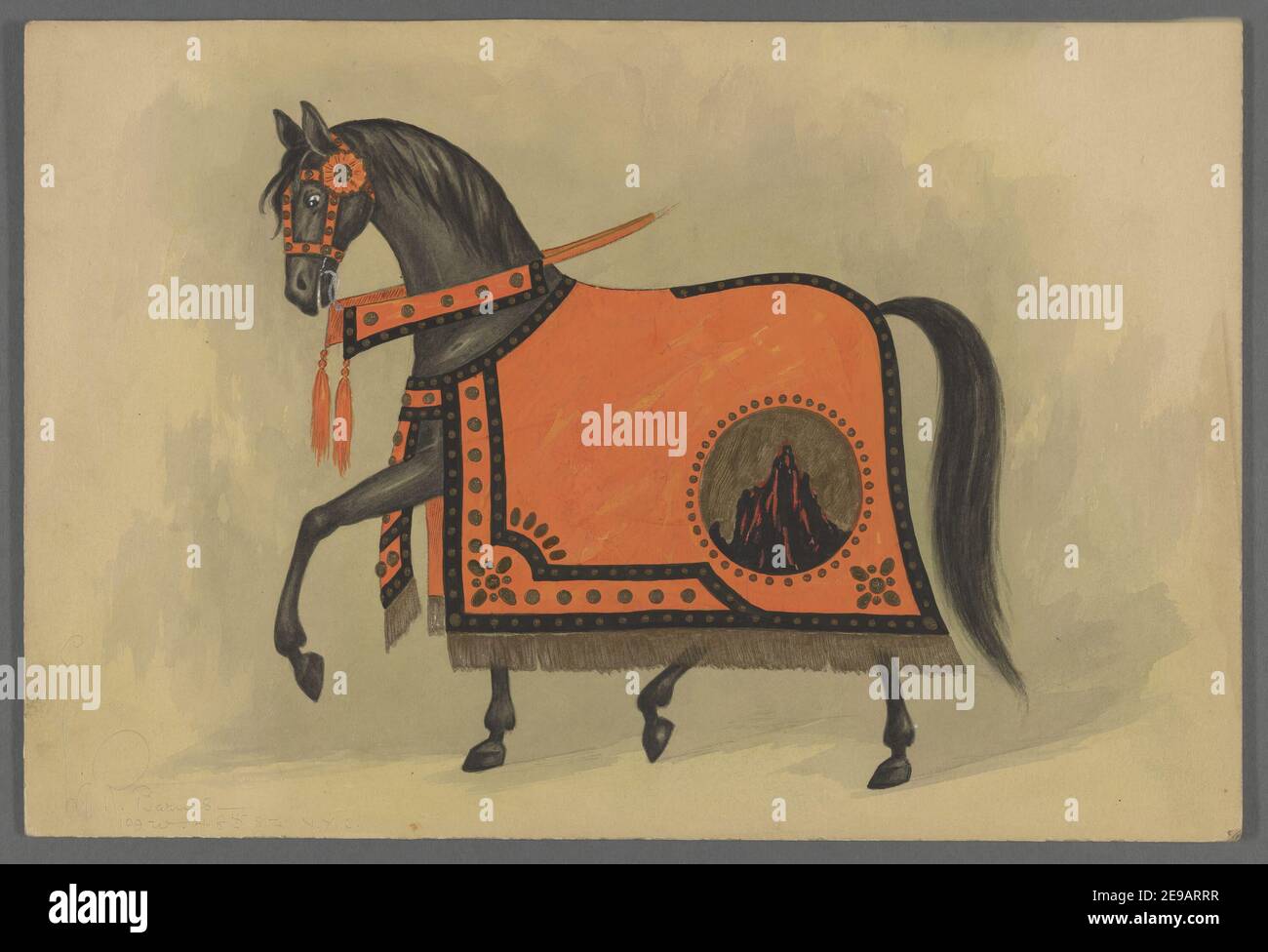 Un dessin d'un des sept chevaux-chevaliers de la Burning Mountain Banque D'Images