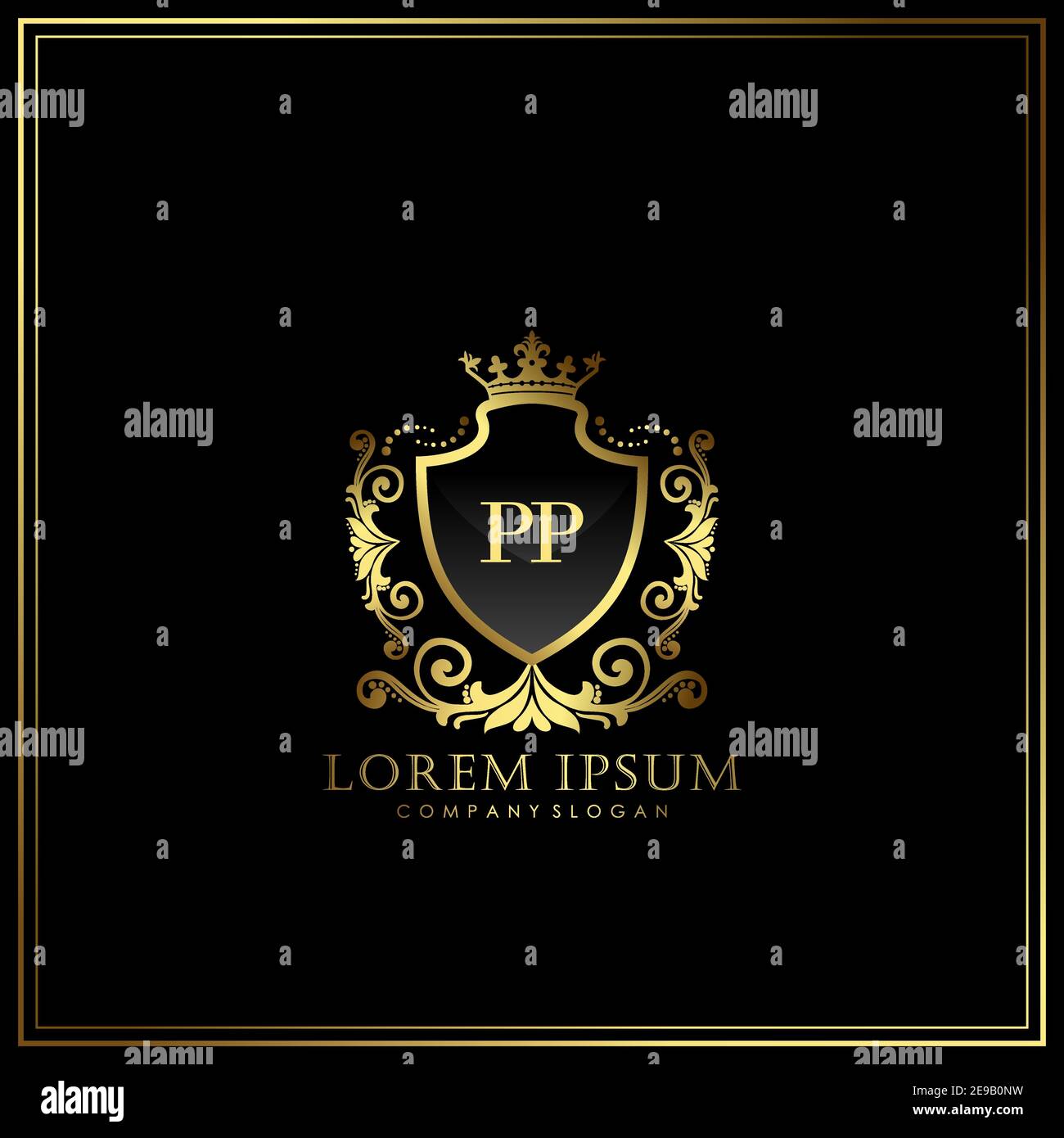 Modèle de logo de luxe de lettre initiale PP en vecteur pour restaurant, Royalty, Boutique, café, Hôtel, Heraldic, bijoux, mode et autres illustrations vectorielles Illustration de Vecteur