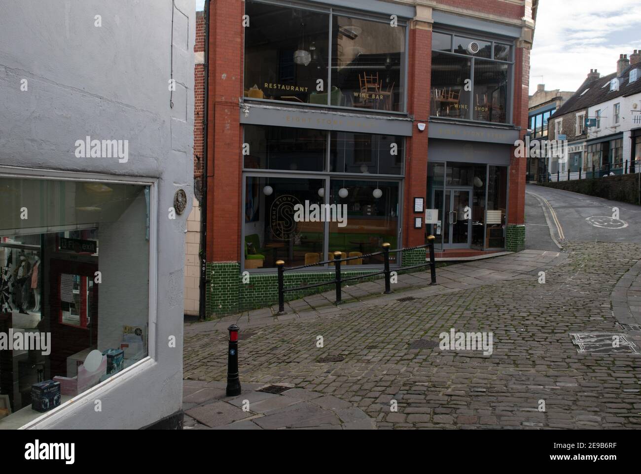 Au coin de Palmer Street et Stoney Street à Frome, Somerset, Angleterre Banque D'Images