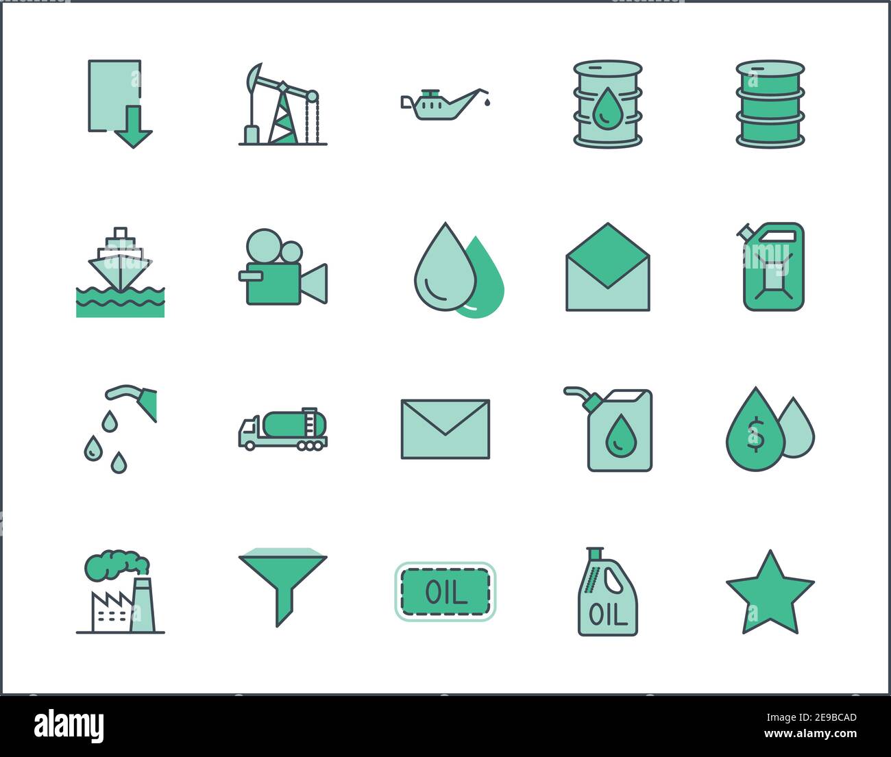 Ensemble D'Icônes De Ligne Vectorielle Liées À L'Huile. Contient des icônes telles Que camion à carburant, station-service, usine de pétrole, transport et plus encore. Contour Modifiable. 32 x 32 pix Illustration de Vecteur