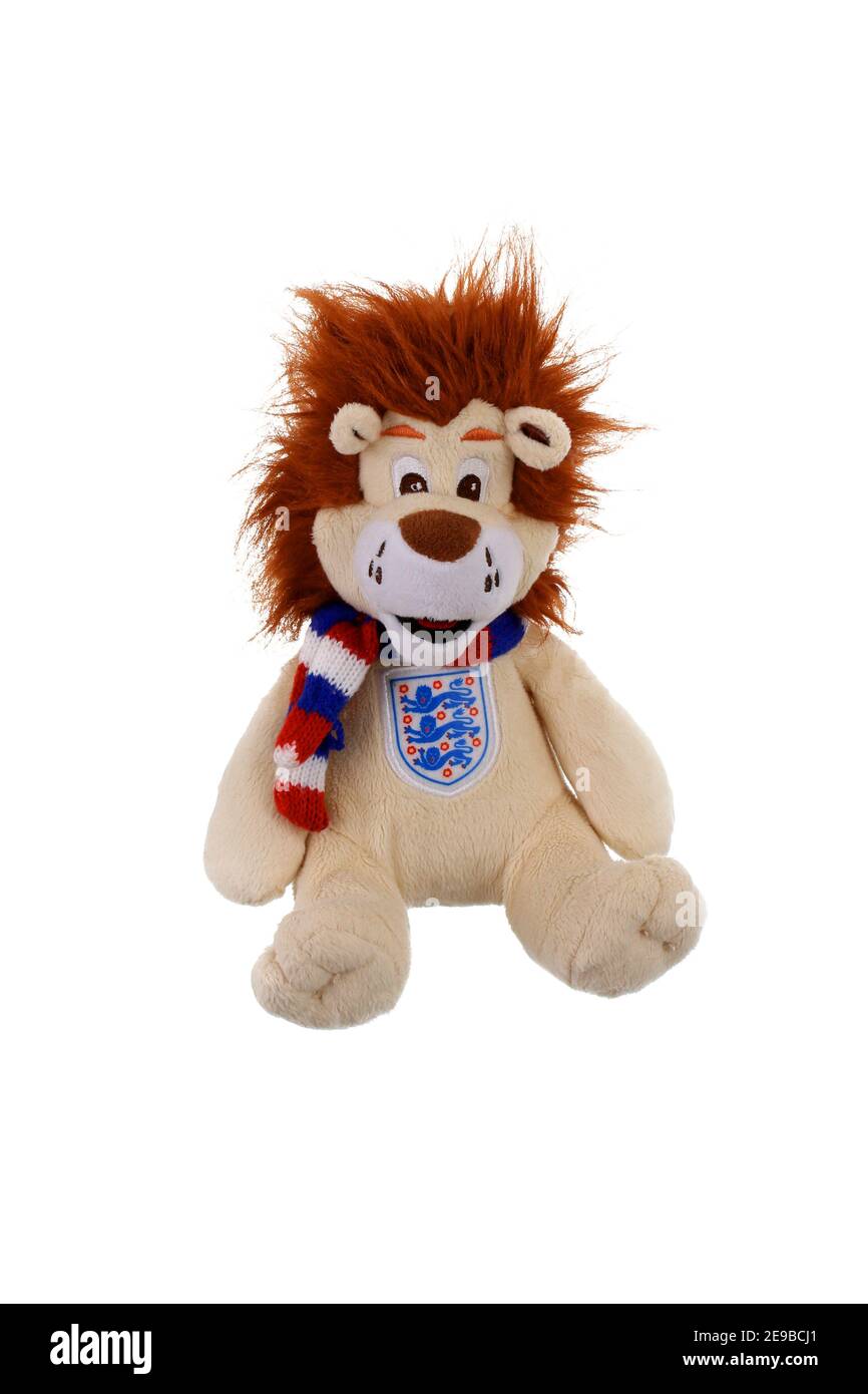 Jouets en peluche pour bébé sur fond blanc Banque D'Images