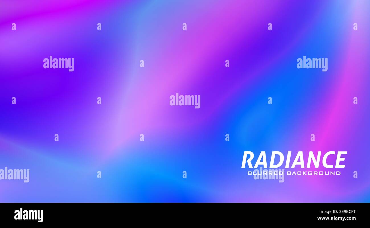 Radiance. Arrière-plan flou abstrait avec des taches de couleur bleu néon et violet. Fond d'écran graphique vectoriel avec dégradé Illustration de Vecteur