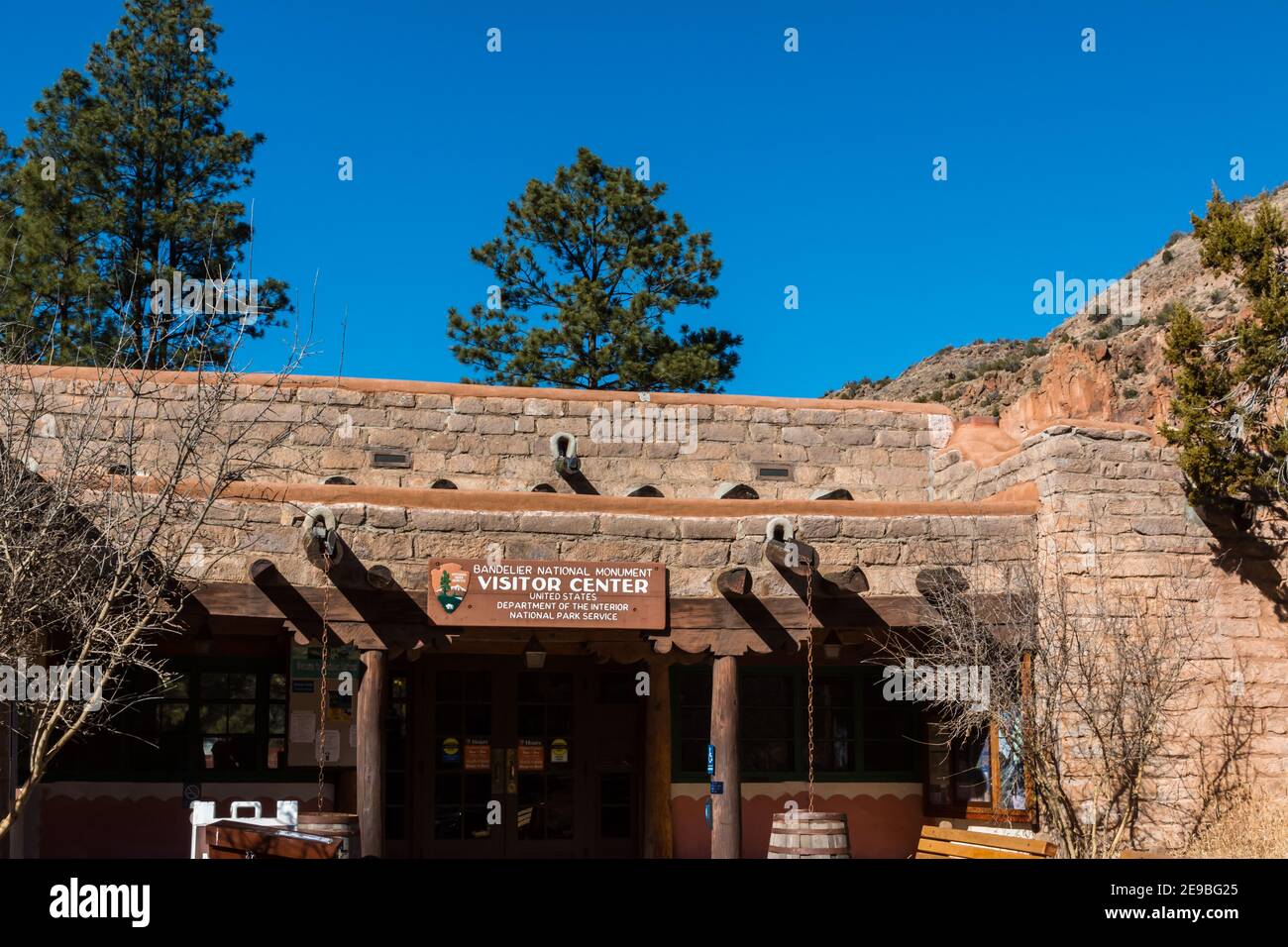 Le centre des visiteurs du Bandelier National Monument, Nouveau-Mexique, Etats-Unis Banque D'Images