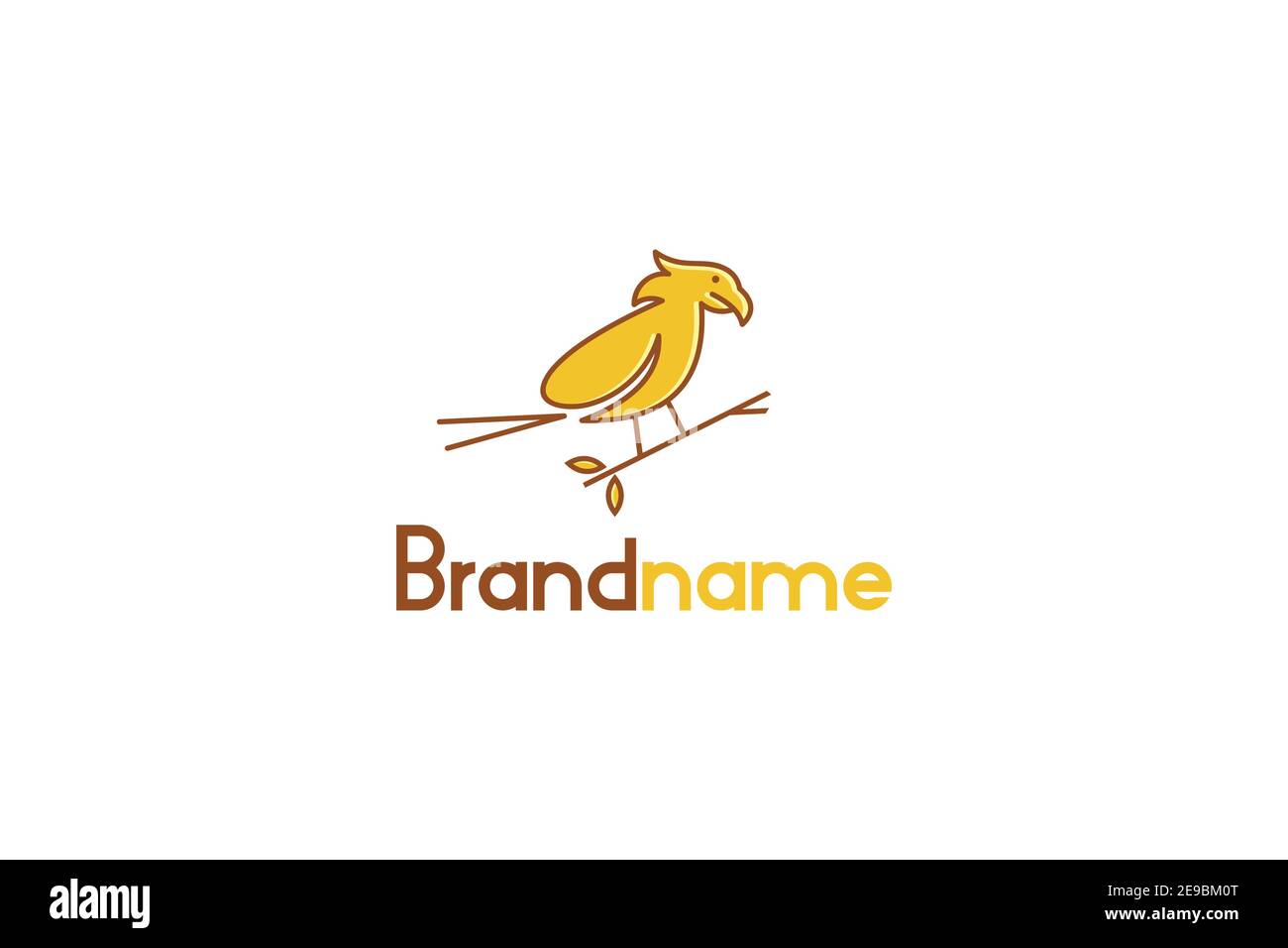Oiseau sur une branche, perch oiseau logo vector design, art abstrait ligne, moderne vintage logo concept. Illustration de Vecteur
