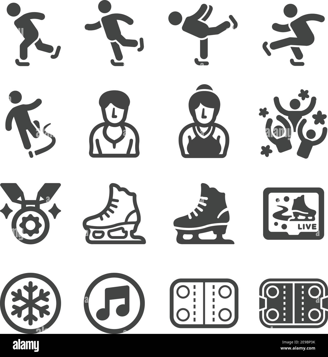jeu d'icônes, de vecteurs et d'illustrations pour le sport et les loisirs sur glace Illustration de Vecteur