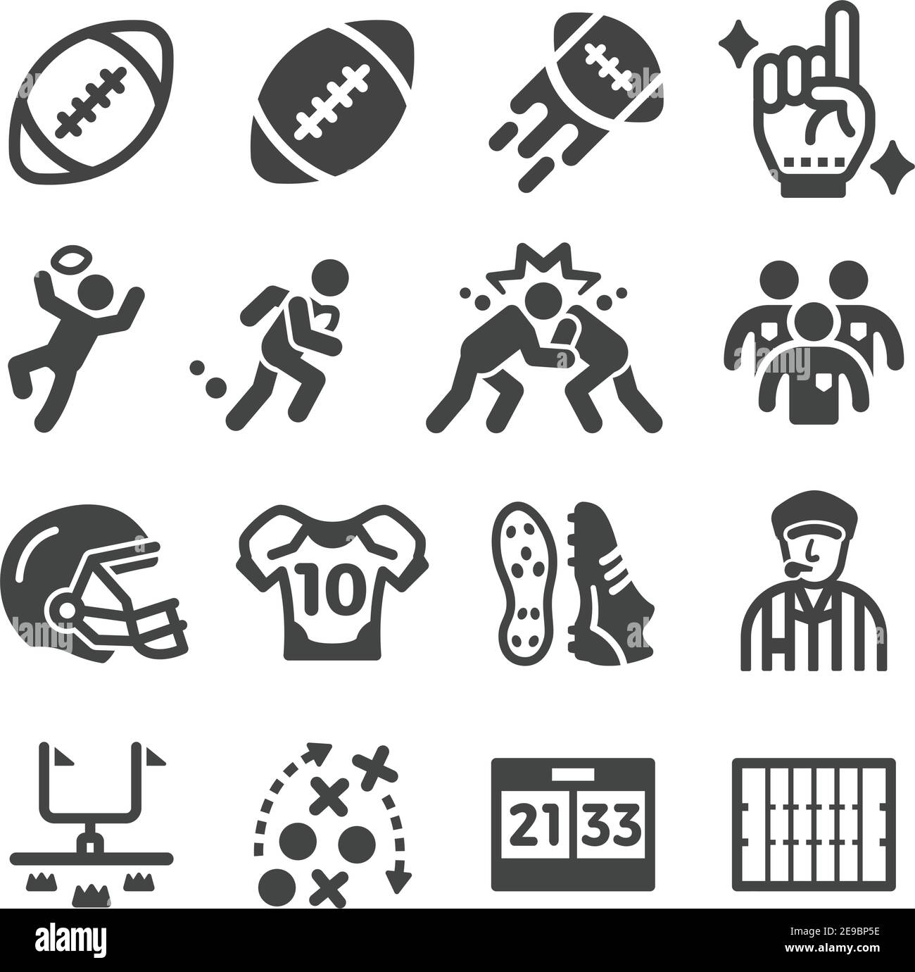 jeu d'icônes, de vecteurs et d'illustrations pour le sport et les loisirs de football américain Illustration de Vecteur