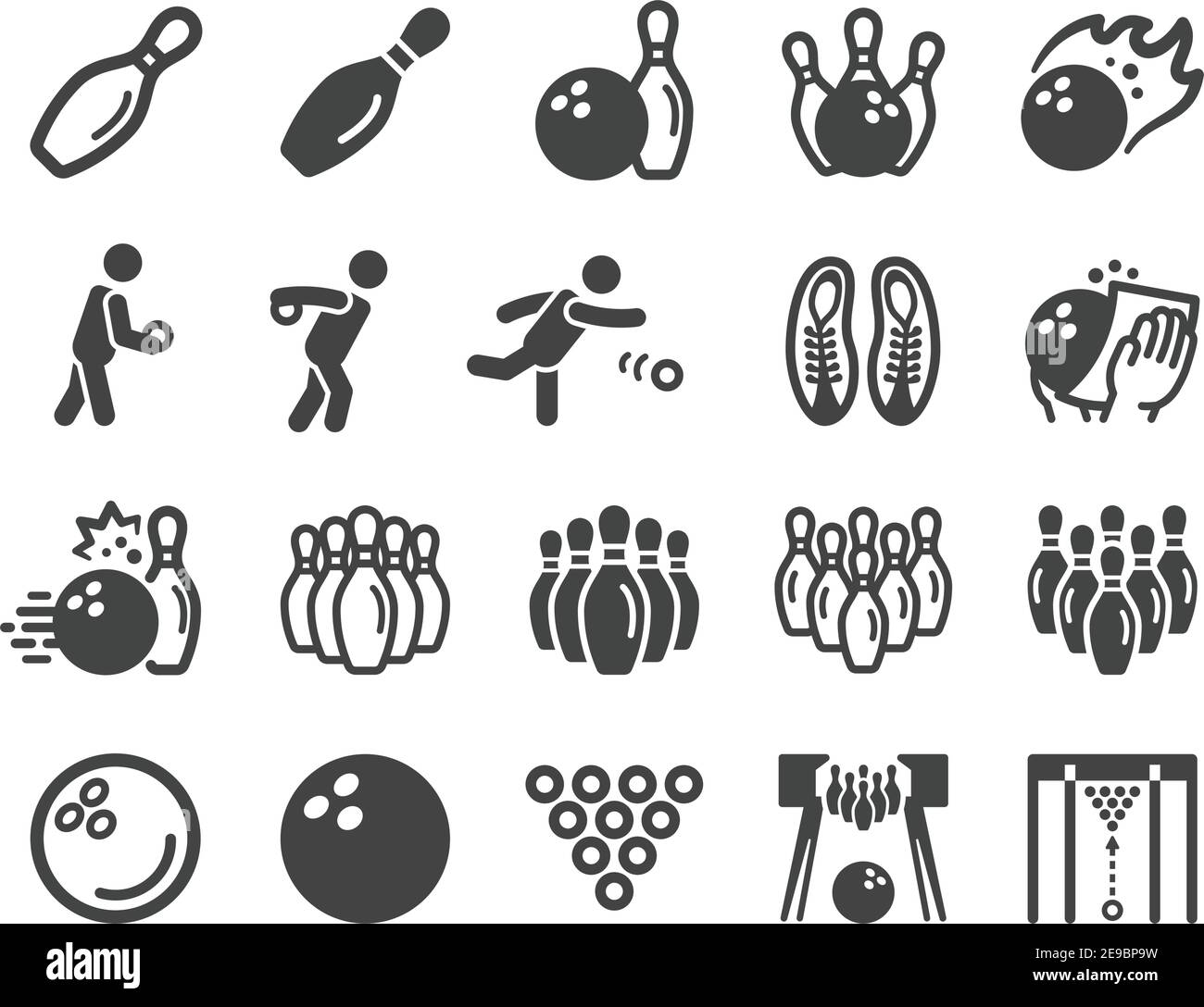 jeu d'icônes, vecteur et illustration de sports de bowling et de loisirs Illustration de Vecteur