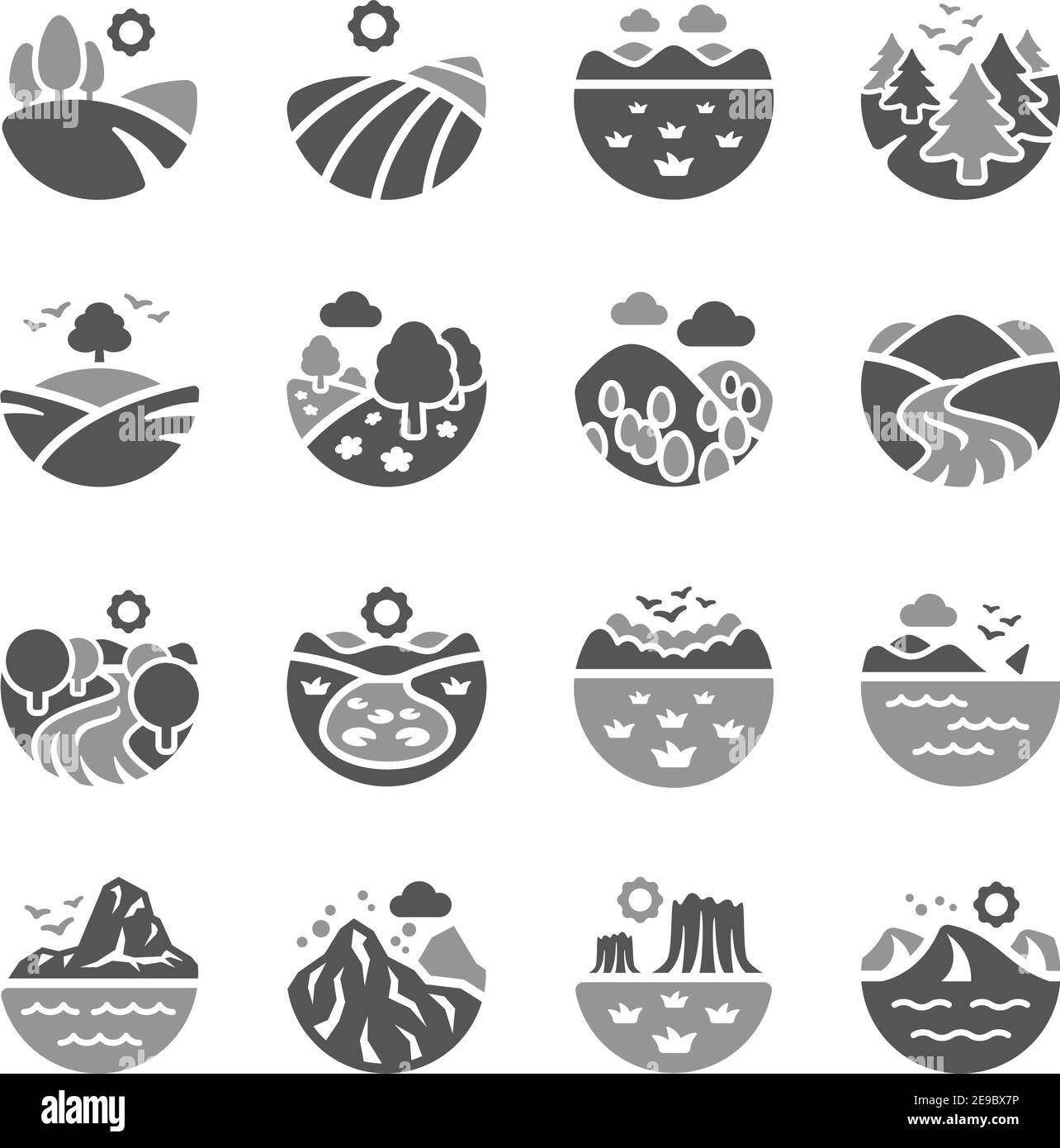 jeu d'icônes paysage et nature, vecteur et illustration Illustration de Vecteur