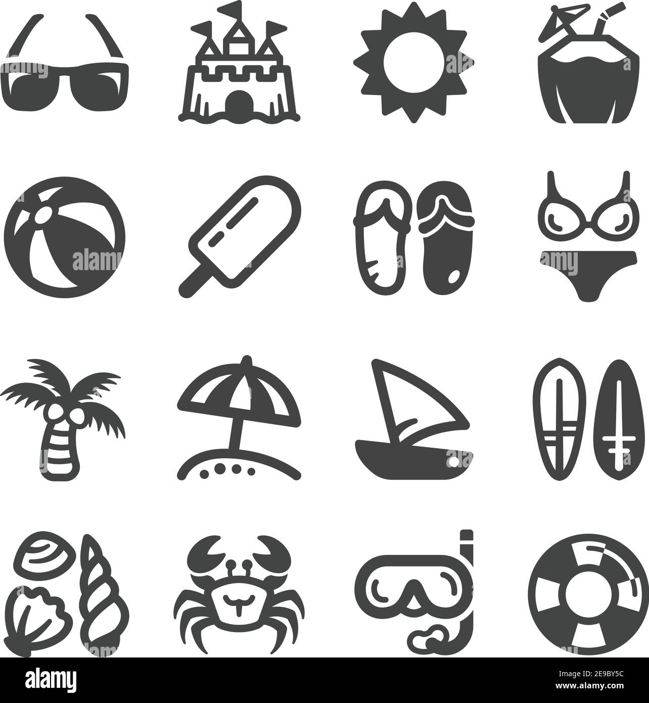 jeu d'icônes de plage, vecteur et illustration Illustration de Vecteur