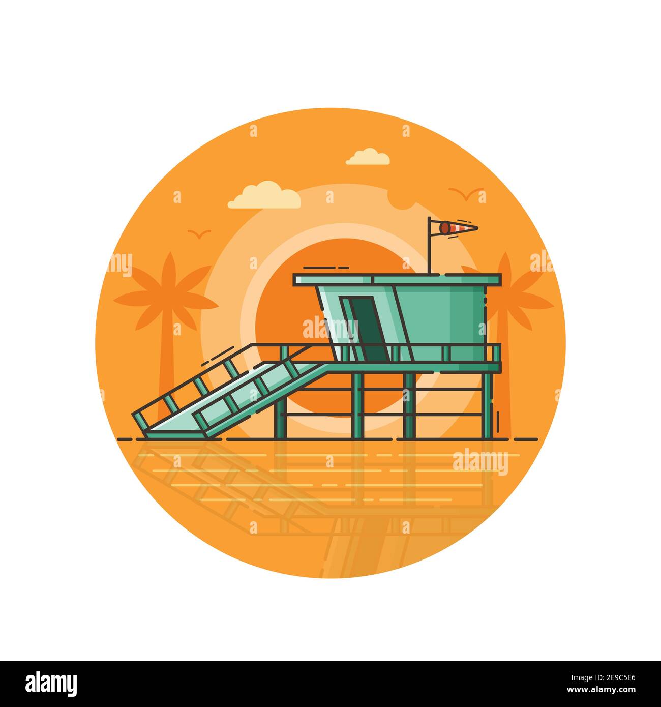 Life Guard House Seaside icône en art de ligne Illustration de Vecteur