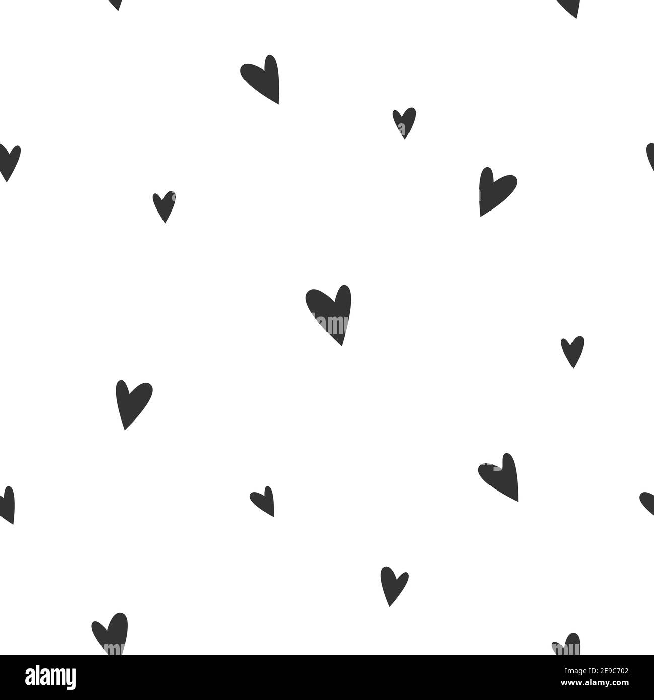 Motif sans couture avec coeurs noirs en sorbette sur fond blanc. Décoration plaquée pour la Saint-Valentin. Tricoté hiver, texture crochetée Illustration de Vecteur
