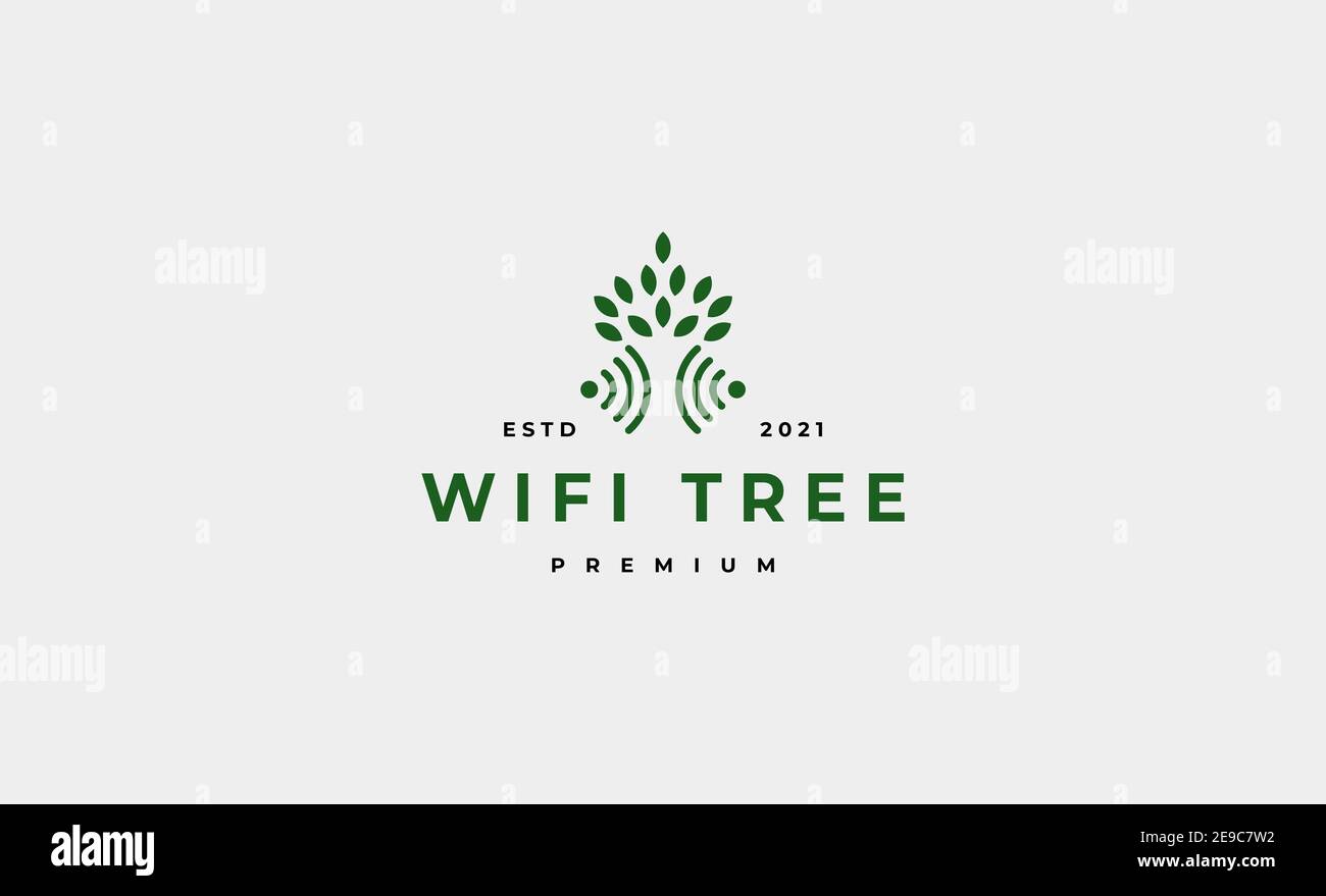 vecteur de conception du logo tree wifi Banque D'Images