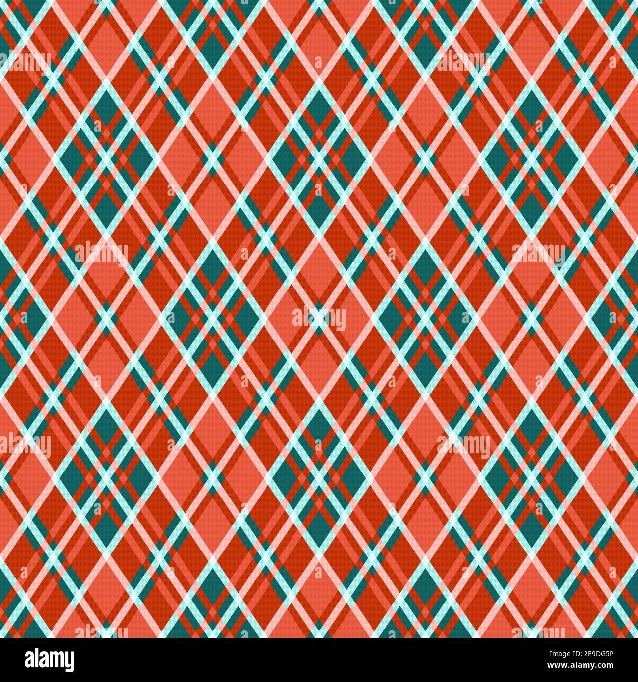 Motif d'illustration rhombique sans couture en tant que tartan écossais principalement en orange et turquoise, texture pour tartan, plaid, nappes, vêtements, literie, blan Illustration de Vecteur