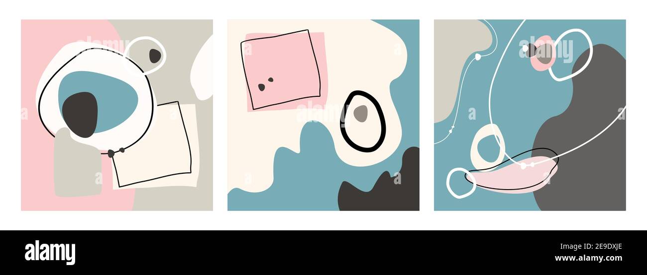 Arrière-plan géométrique des médias sociaux, formes vectorielles pastel abstraites. Ensemble d'affiches abstraites contemporaines. Illustration de Vecteur