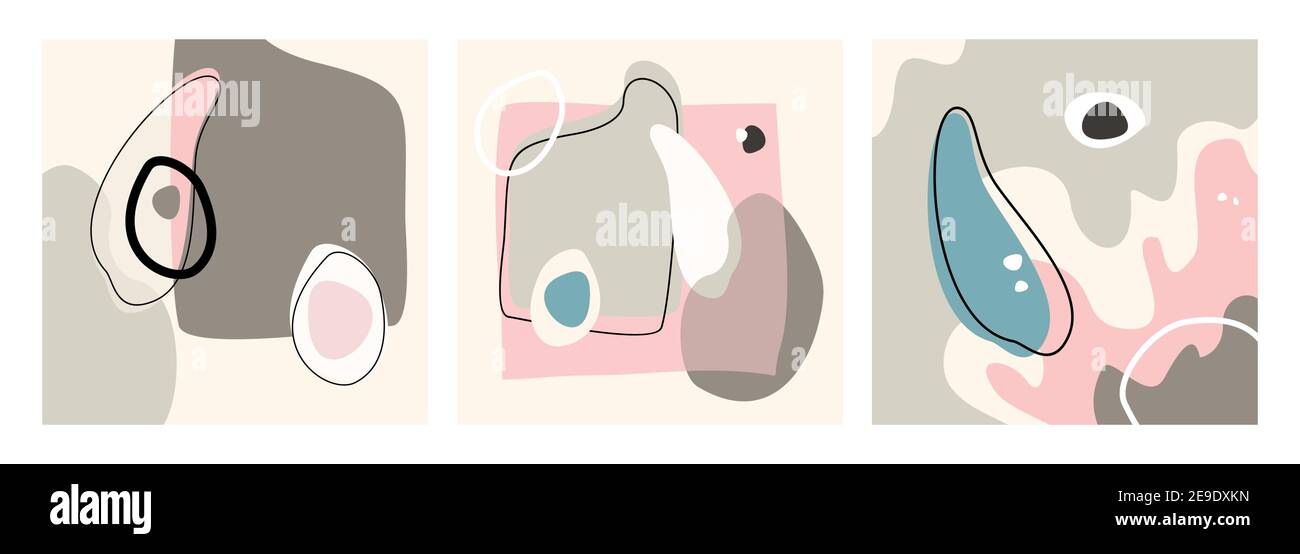 Arrière-plan géométrique des médias sociaux, formes vectorielles pastel abstraites. Ensemble d'affiches abstraites contemporaines. Illustration de Vecteur