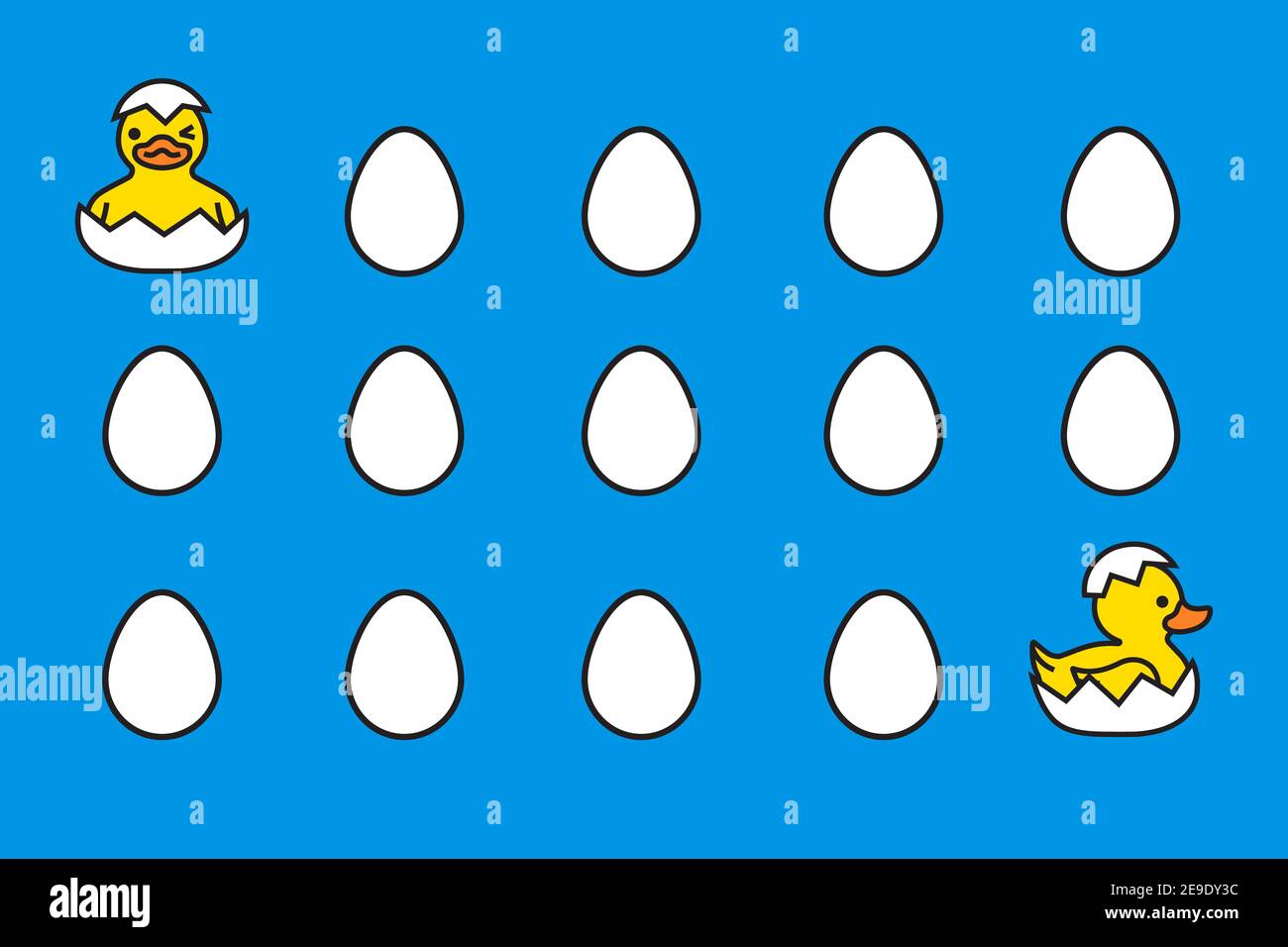 Canards jaunes poussins qui crèmissent des œufs Illustration de Vecteur