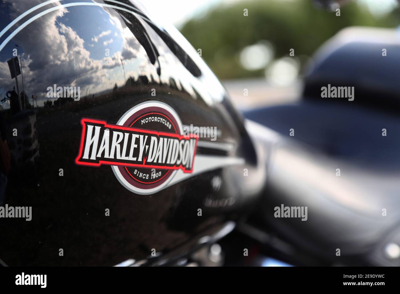 GRÄNNA, SUÈDE- 4 AOÛT 2018:UNE Harley Davidson moto. Banque D'Images