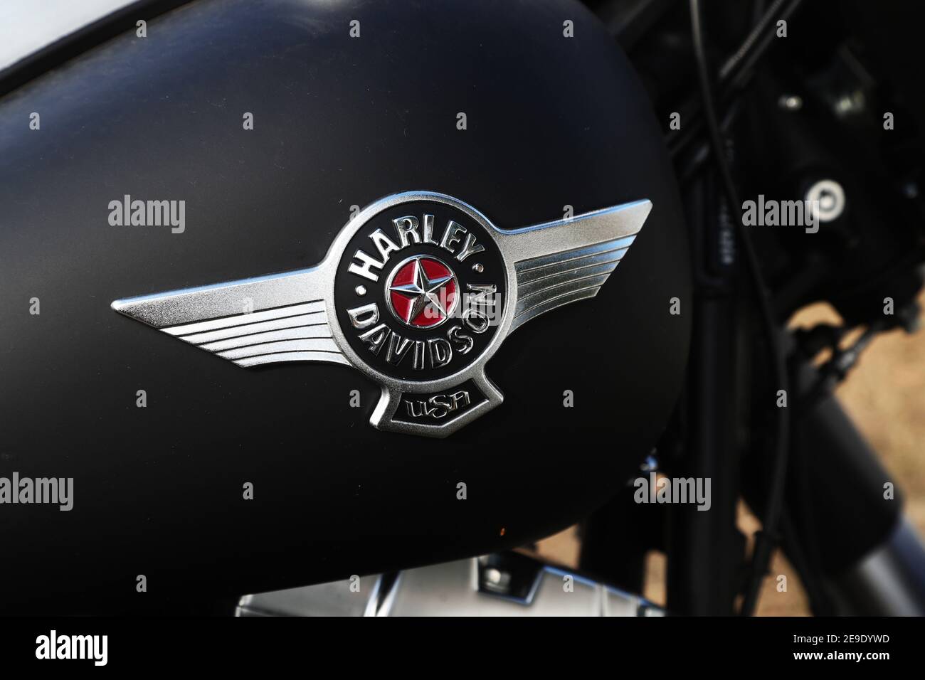 GRÄNNA, SUÈDE- 4 AOÛT 2018:UNE Harley Davidson moto. Banque D'Images