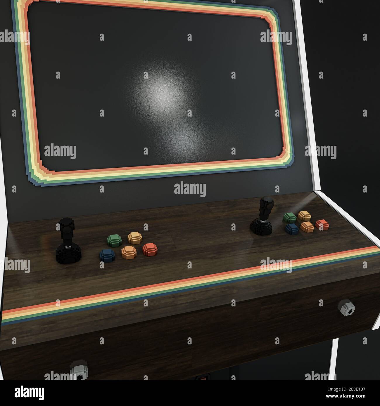 armoire de jeu rétro isolée sur fond noir d'illustration 3d Banque D'Images