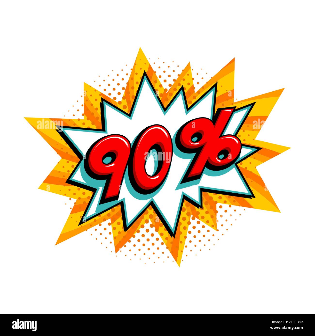 90 de rabais. Bande dessinée jaune solde bulle - Pop art style promotion bannière. Illustration vectorielle. Illustration de Vecteur