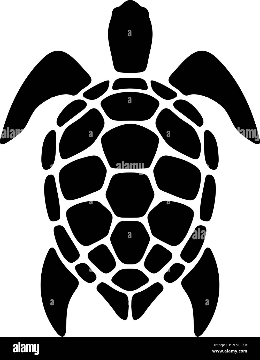 Silhouette noire vectorielle d'une tortue isolée sur un fond blanc. Illustration de Vecteur