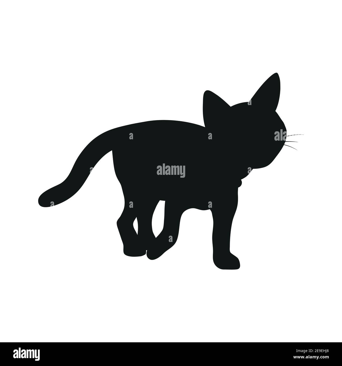 Chat noir, silhouette, illustration vectorielle sur fond blanc isolé. Illustration de Vecteur