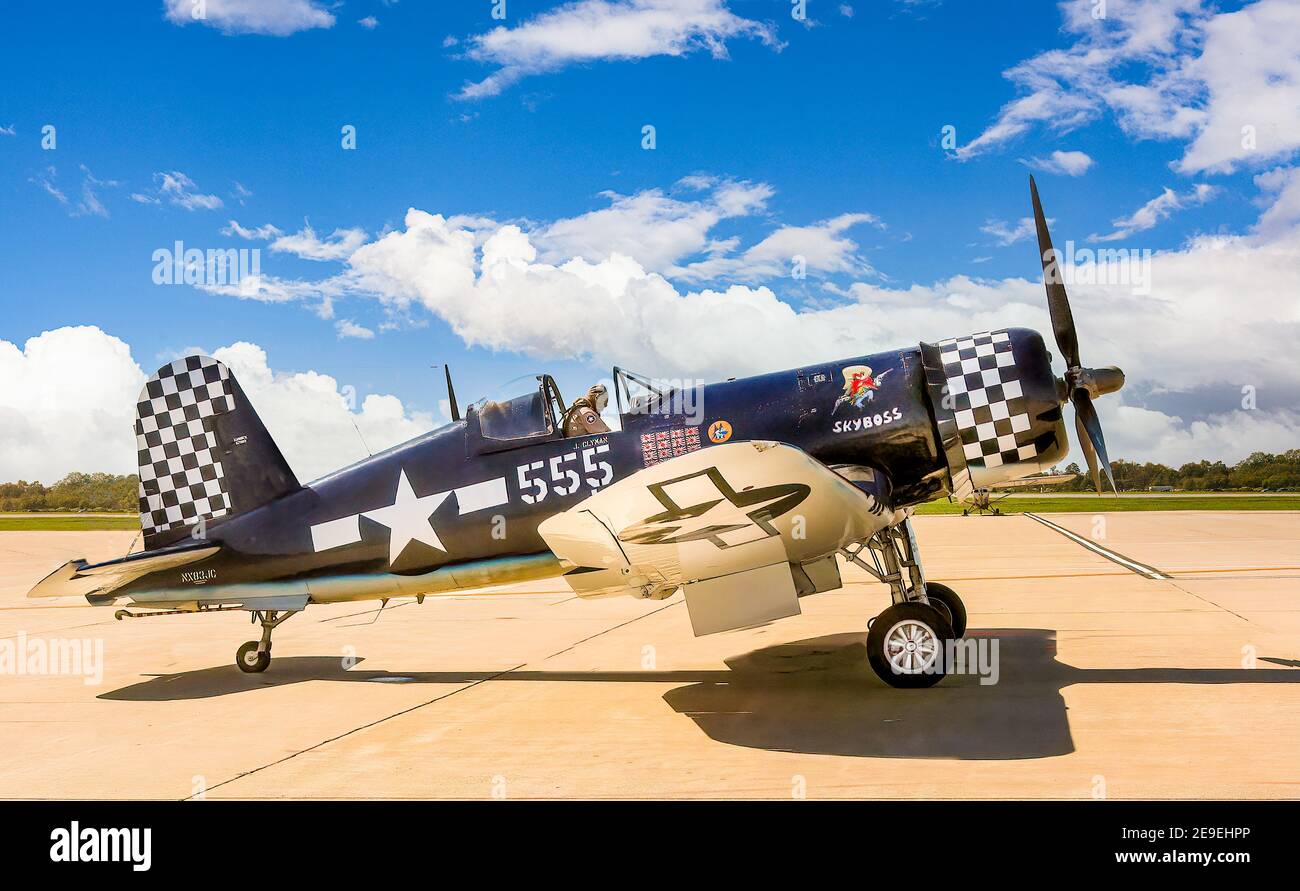 Vought F4U Corsair, Air Show, Dover Air Force base, Douvres, DE. . Les avions de la deuxième Guerre mondiale utilisés par la marine américaine et les Marines. Banque D'Images
