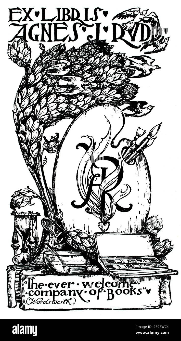 Conception de la bibliothèque pour l'artiste irlandais Agnes J Rudd Line illustration par Herbert Warrington Hogg, en 1893 volume 1 du Studio an Illustrated Magazine of Banque D'Images