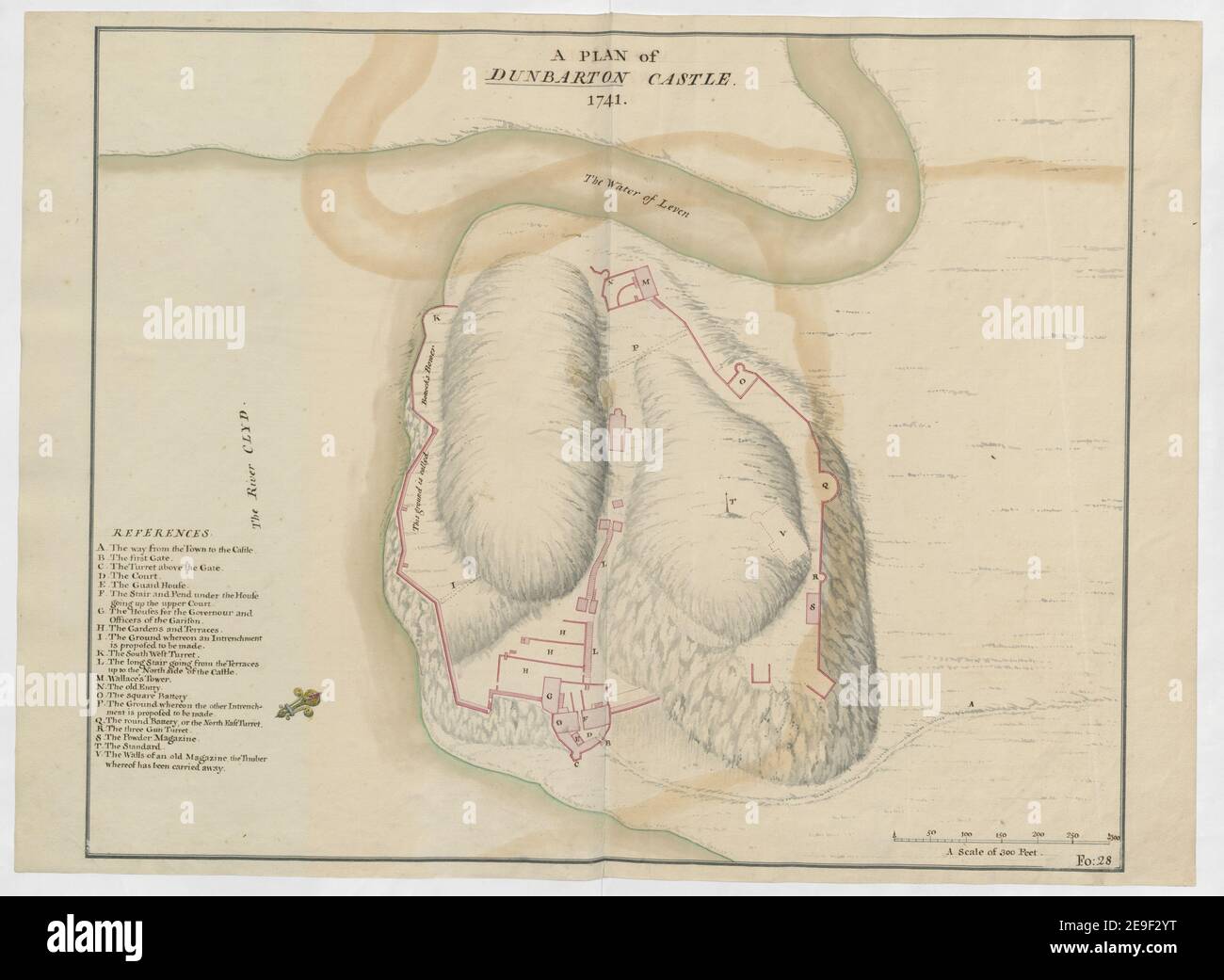 UN PLAN DU CHÂTEAU DE DUNBARTON. 1741. Information sur la carte Titre